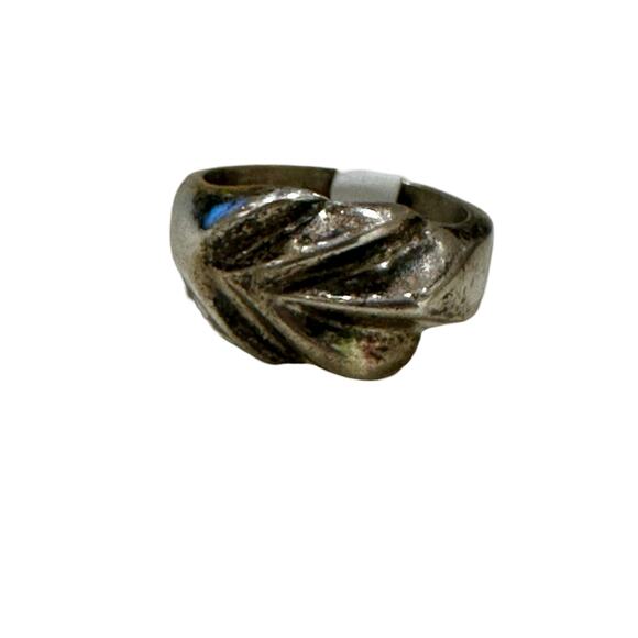 Vintage Sterling Silver Wide Band Ring, Textured Silver Ring Size 7 - Picture 1 of 8